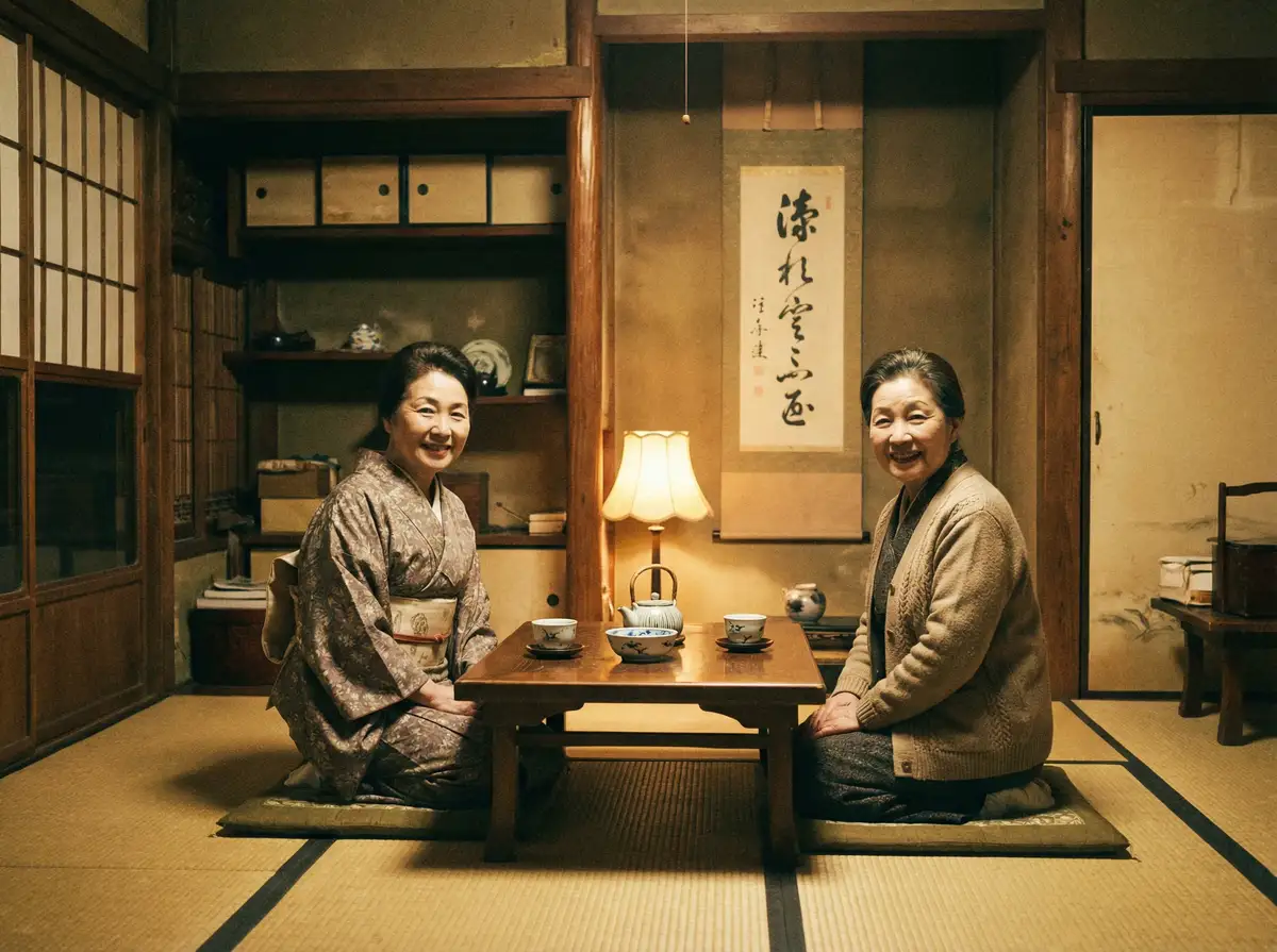 两位优雅的 《五一吃瓜》五一吃瓜最新更新_全网独家五一吃瓜大全 在日式茶室中品茶交谈